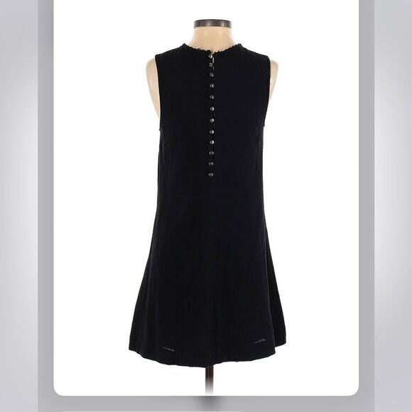 Free People Maribelle Crochet Button Back Sleeveless Black Mini Dress Sz S - Picture 6 of 11